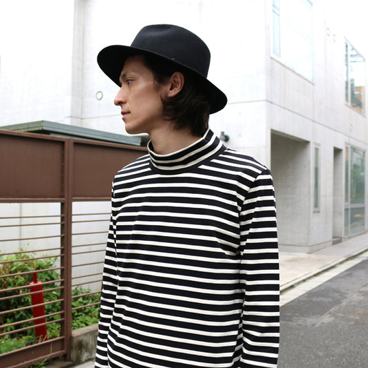 エーゲ海空紡天竺 ボーダーモックネック