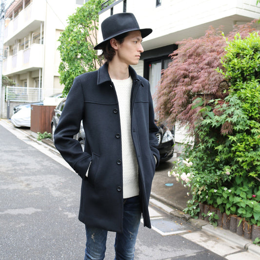 SUPER 100s W CLOTH MELTON BEAVER加工 ステンカラーコート