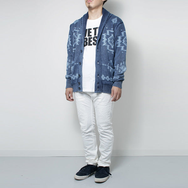 INDIGO JACQUARD NATIVE KNIT CARGIGAN