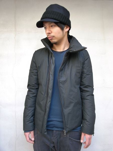 タイプライターレザータ加工 スタンドカラーブルゾン