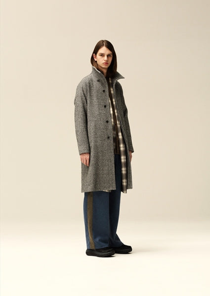 W/Ap/Heへリンボンツイード スタンドカラーコート