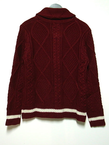 HANDMADE CABLE SHAWL COLLAR CARDIGAN