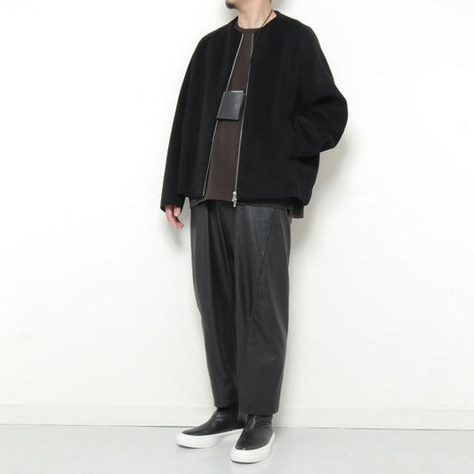 W/Ca DOUBLE FACE BEAVER COLLARLESS ZIP UP JACKET