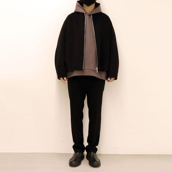 W/Ca DOUBLE FACE BEAVER COLLARLESS ZIP UP JACKET