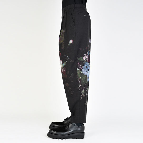 2TUCK TAPERED WIDE WOOL GABARDINE INKJET (FLOWER)