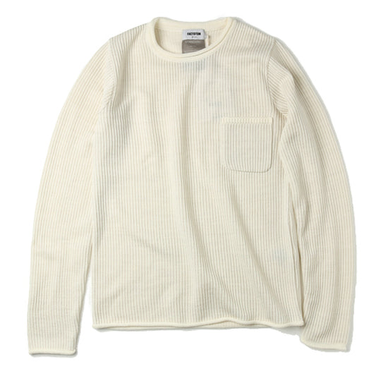 リブ編みニット クルーネック