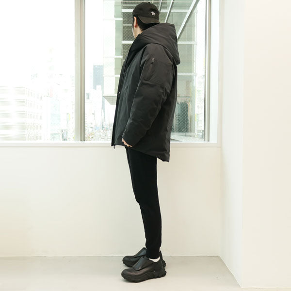 3レイヤーライトタフタ フーデッドダウンハーフコート