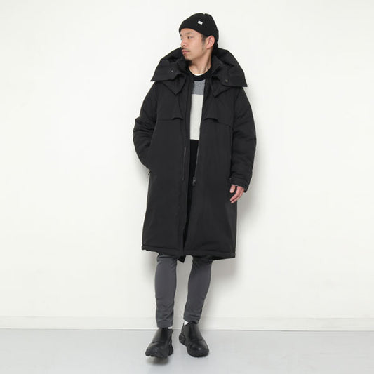 塩縮タスランナイロンタフタ 取り外しフード付きダウンコート