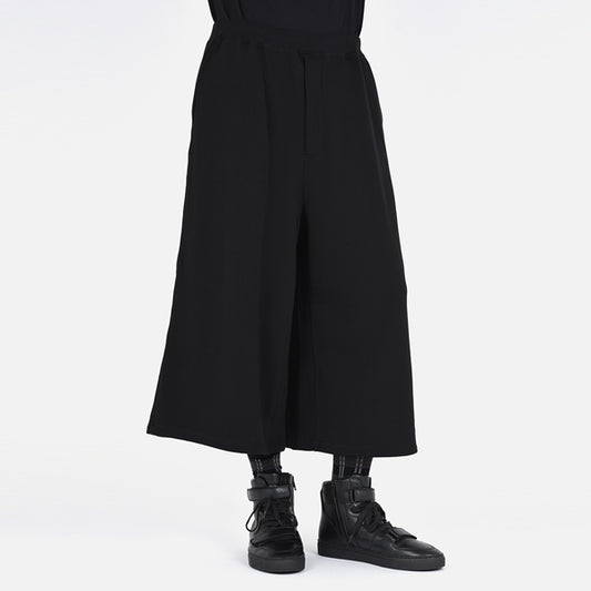 WIDE CROPPED PANTS RAYON LOOP BACK CLOTH