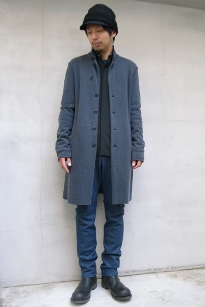 ピグメント染カシミヤニット天竺 ロングコート