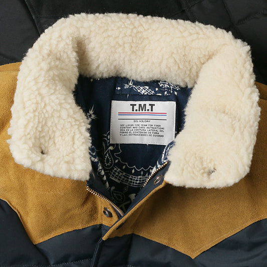 LEATHER COMBINATION DOWN JACKET