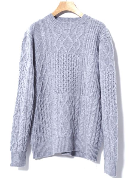 9 PANELS CABLE KNIT CREW NECK