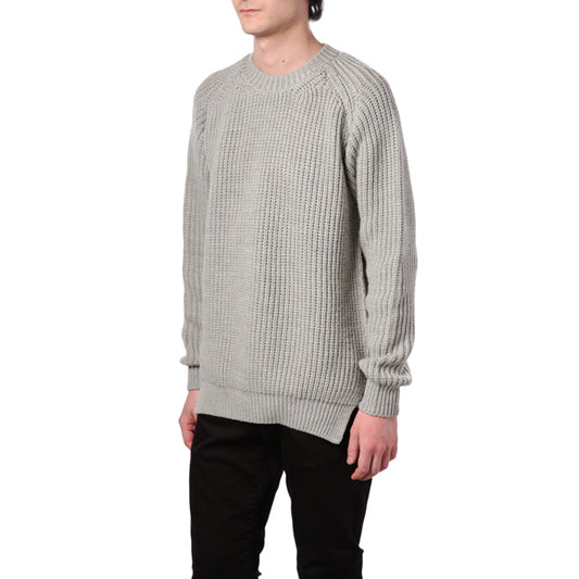 畦編みニット クルーネックプルオーバー