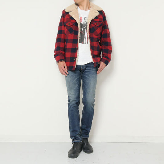 COTTON WOOL BUFFALO CHECK BOA RANCH COAT