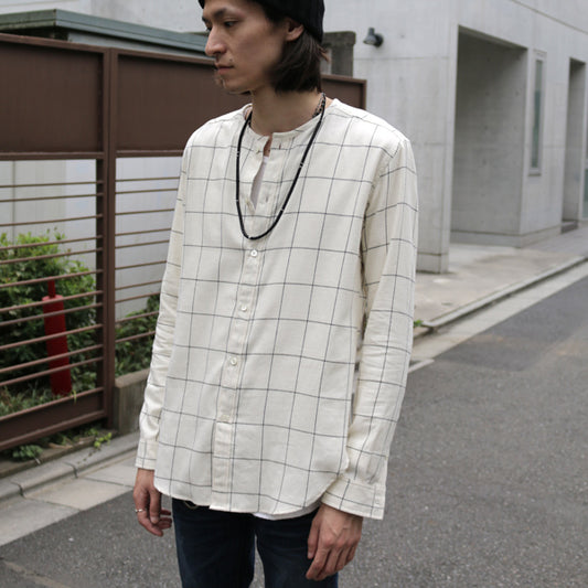 WINDPEN CHECK ノーカラーシャツ