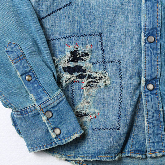 L/SL CRAZY CRUSH DENIM SHIRT