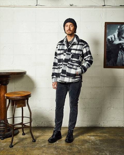 PLAID FUR WORK SHIRTS-TYPE JACKET