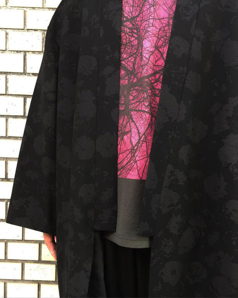 WOOL GABARDINE ROSE MIX KIMONO LONG