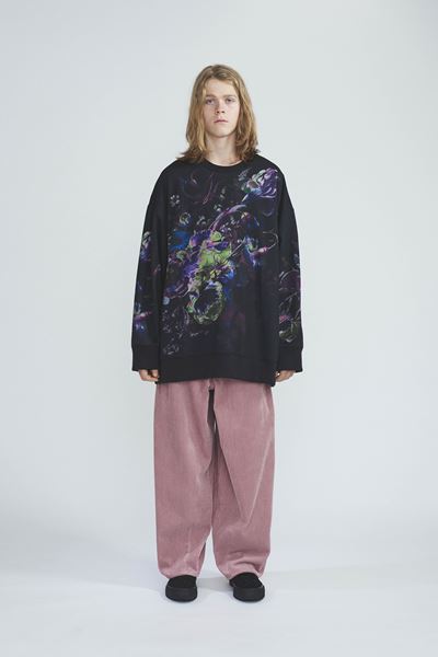 LOOP BACK CLOTH INKJET FLOWER OIL PAINTING CREW