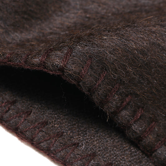 STOLE NATURAL ALPACA W-CLOTH BEAVER