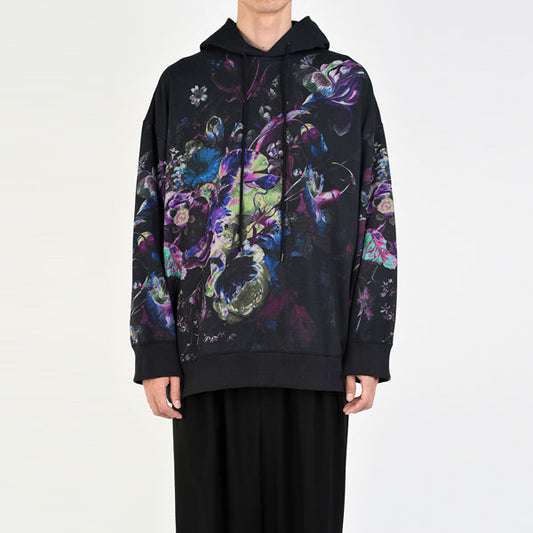 LOOP BACK CLOTH INKJET FLOWER OIL PAINTING PARKA