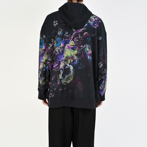 LOOP BACK CLOTH INKJET FLOWER OIL PAINTING PARKA