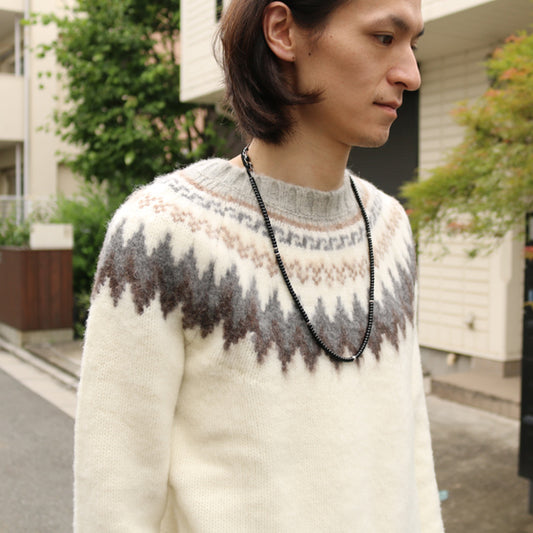 MODENA x 球芯 ノルディック柄クルーネックニット
