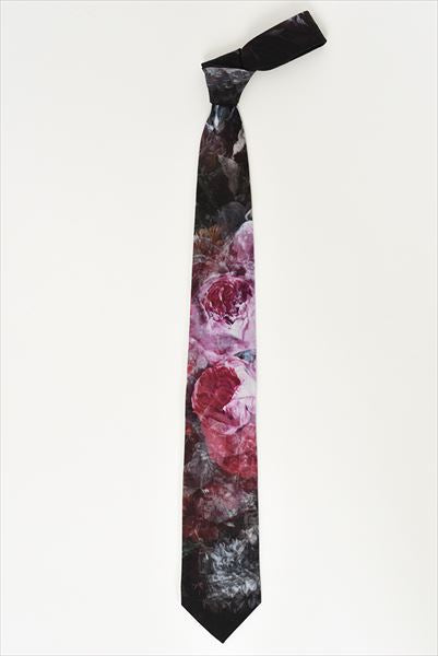 WOOL GABARDINE INKJET TIE FLOWER