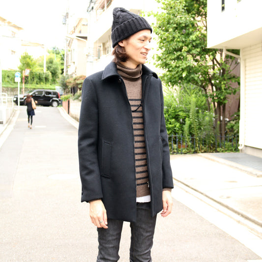 SUPER 100s W CLOTH MELTON BEAVER加工 ステンカラーコート