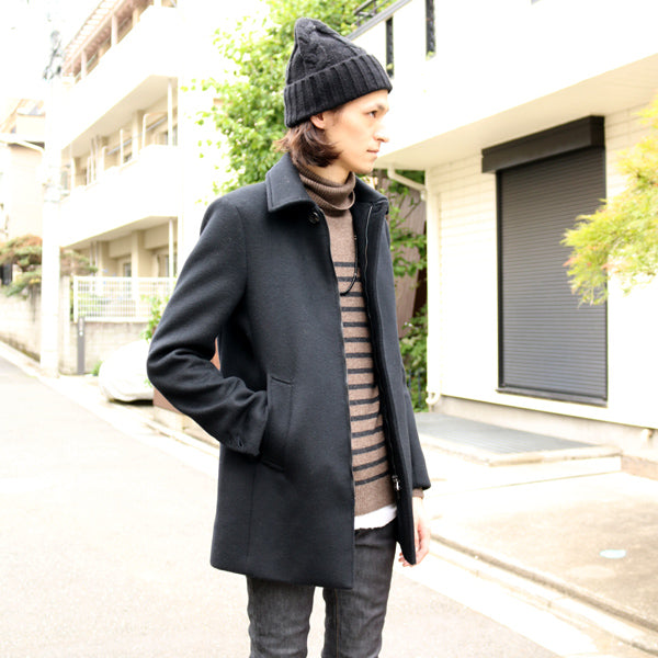 SUPER 100s W CLOTH MELTON BEAVER加工 ステンカラーコート