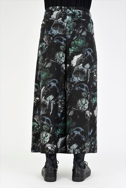 2TUCK CROPPED WOOL GABARDINE INKJET (FLOWER SKULL)
