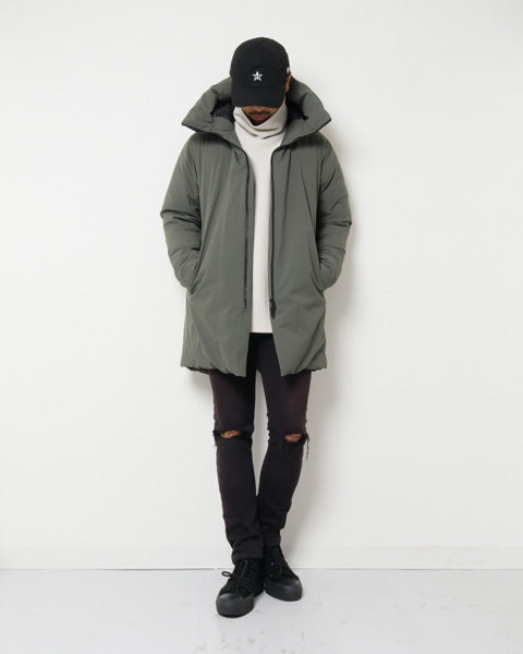 3レイヤーライトタフタ フーデッドダウンコート
