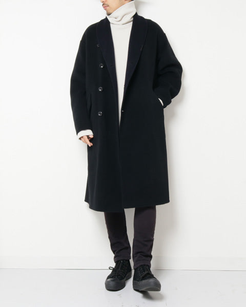 カシミヤ混ダブルフェイスビーバー ラウンドカラーコート