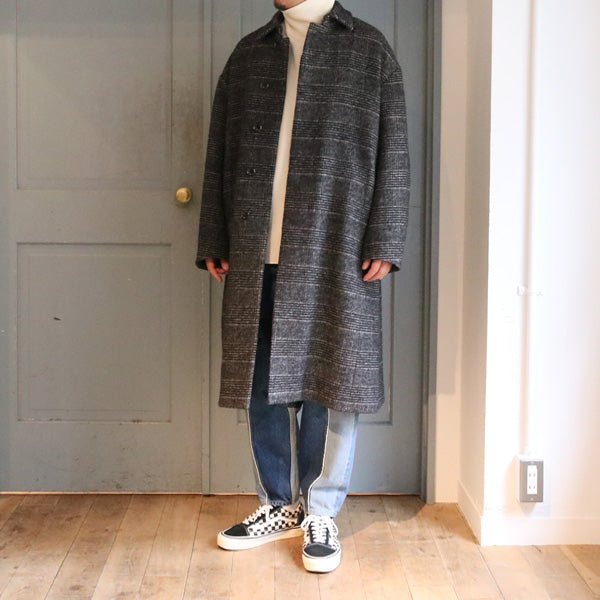 W/Ap/Heストレッチグレンチェック ステンカラーコート