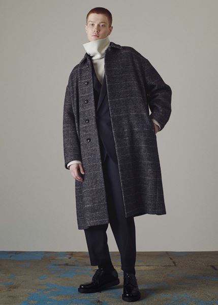W/Ap/Heストレッチグレンチェック ステンカラーコート