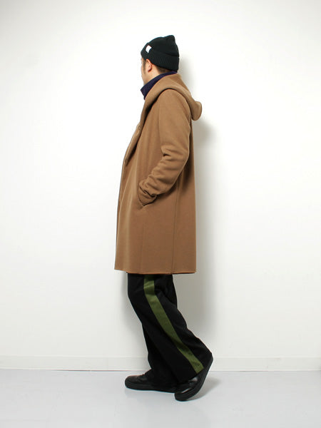 カシミヤ混ストレッチメルトン フーデッドコート