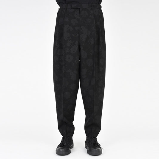 WOOL GABARDINE ROSE MIX 2TUCK TAPERED WIDE