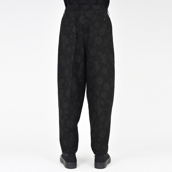 WOOL GABARDINE ROSE MIX 2TUCK TAPERED WIDE