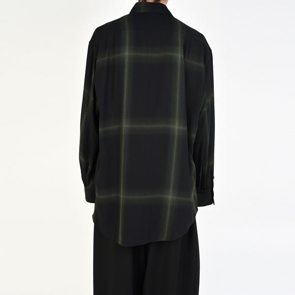 MODAL TWILL OMBRE CHECK ASYMMETRY SHIRT