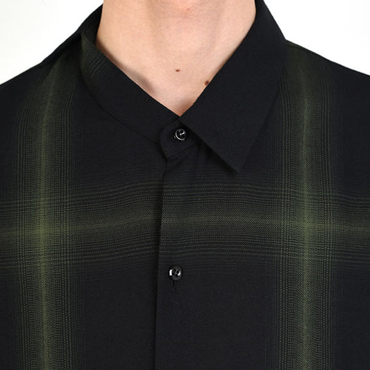 MODAL TWILL OMBRE CHECK ASYMMETRY SHIRT