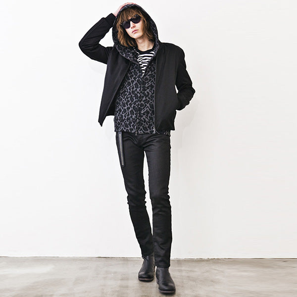 プリントカシミヤ混ニットフラノ ZIP UPパーカー