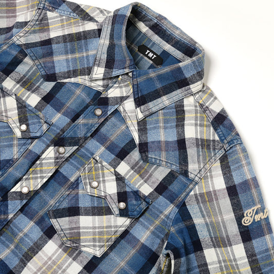 INDIGO NEL CHECK WESTERN SHIRTS