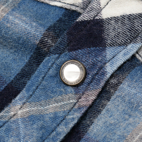 INDIGO NEL CHECK WESTERN SHIRTS