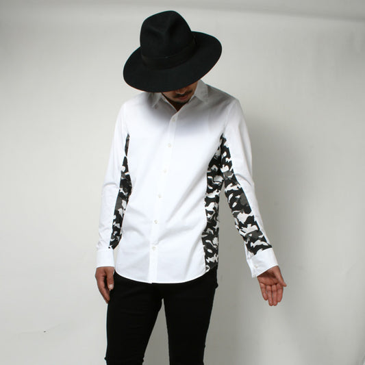 タイプライター 切替レギュラーカラーシャツ長袖