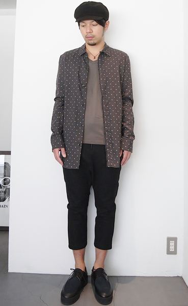 C/W ツイルドットプリントホックシャツ