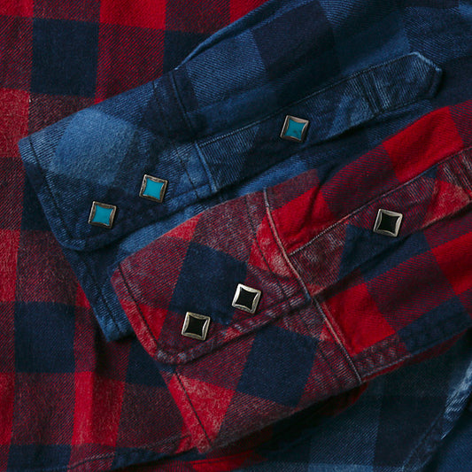 L/SL INDIGO FLANNEL CHECK SHIRT