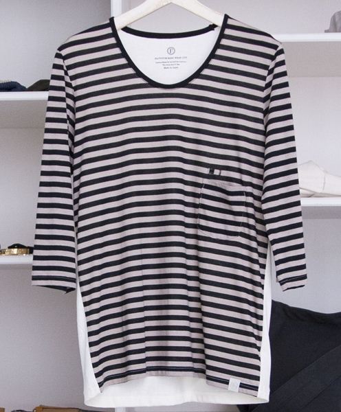 BASIC ボーダークルーネック 7分袖