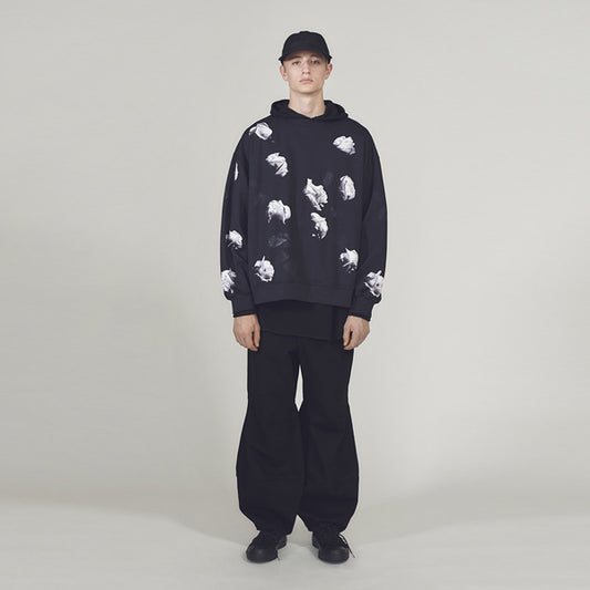 LOOP BACK CLOTH INKJET ROSE PHOTO PULLOVER