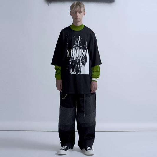 13.5oz FLAT DENIM COMBINATION (BLACK)