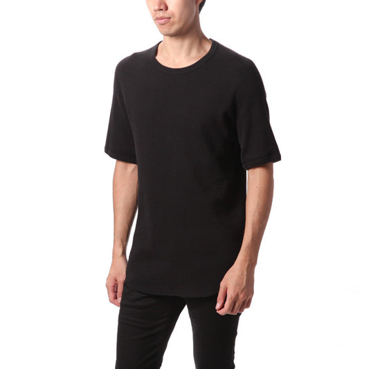 変則ワッフル クルーネック半袖